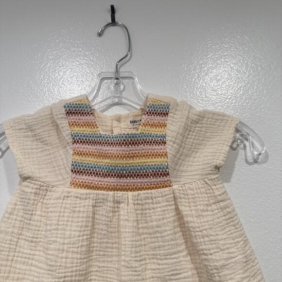 Rabbit + Bear By Emily And Oliver Organic Cotton Dress 2T Embroidered Rainbow - Picture 3 of 7